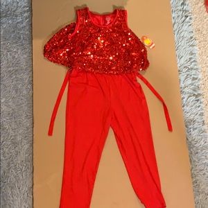 Shine and Sparkle Red Jumpsuit (10-12)